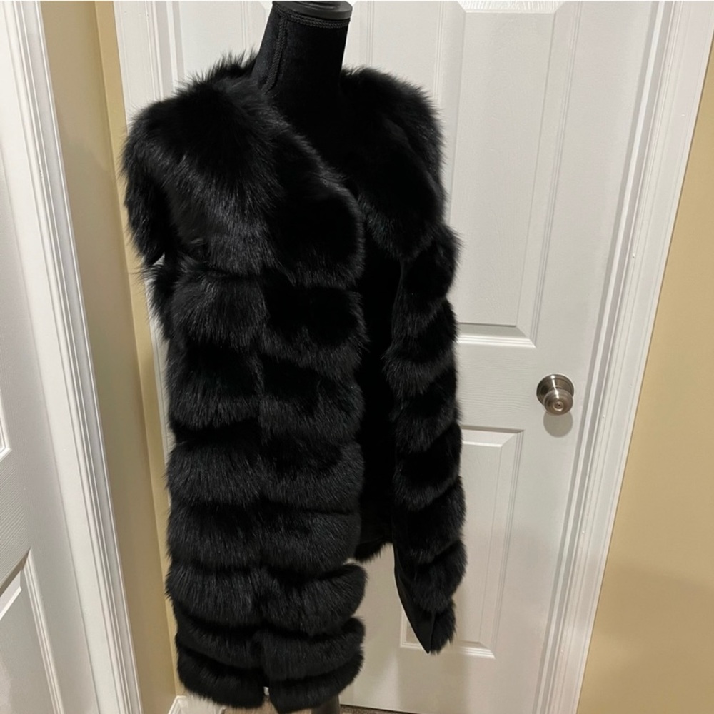 Genuine fox fur vest jacket coat trench winter bomber jacket real fur long vest - Picture 6 of 17